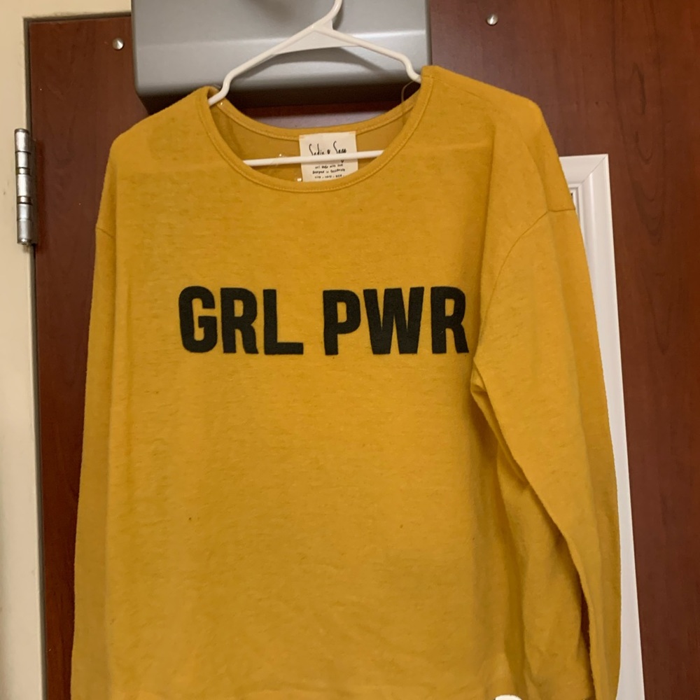 girl power long sleeve yellow shirt